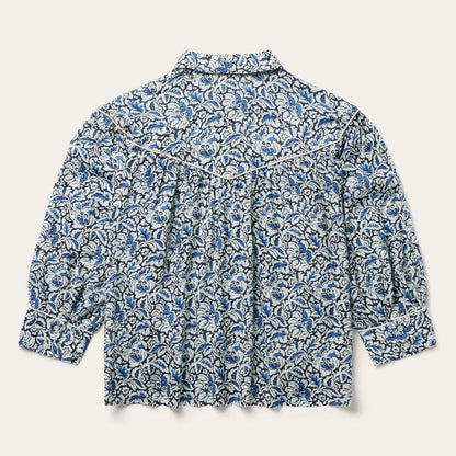 Indigo Tapestry Print Blouse Blue Women Stetson Blouses