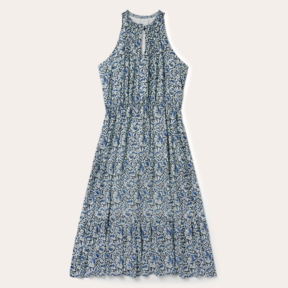 Indigo Tapestry Print Prairie Dress Blue Women Stetson Midi