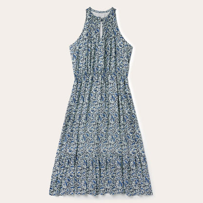 Indigo Tapestry Print Prairie Dress Blue Women Stetson Midi