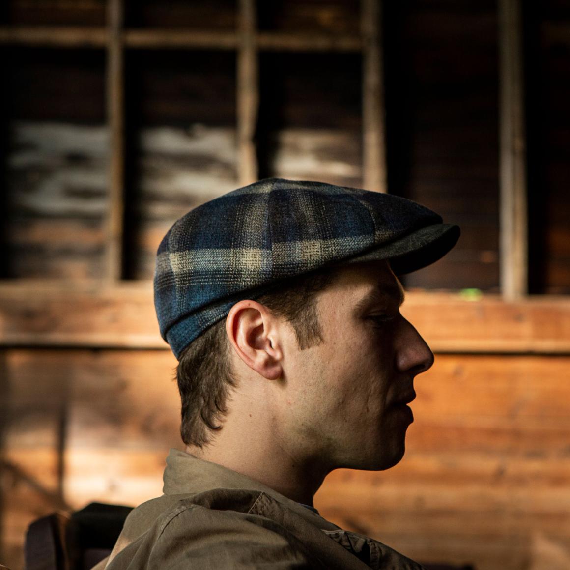 Ivy Virgin Wool Cap Blue Beige Check Men/Women Stetson Caps & Truckers