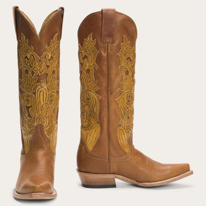 Jules Hand Tooled Leather Boot Brown Women Stetson Western