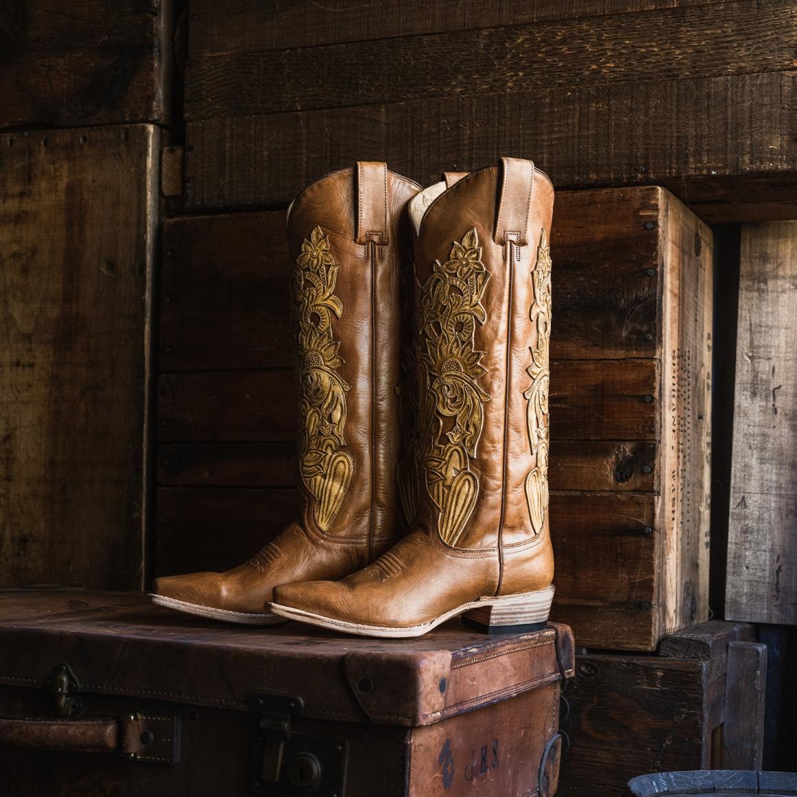 Jules Hand Tooled Leather Boot Brown Women Stetson Western