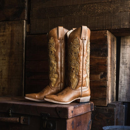 Jules Hand Tooled Leather Boot Brown Women Stetson Western