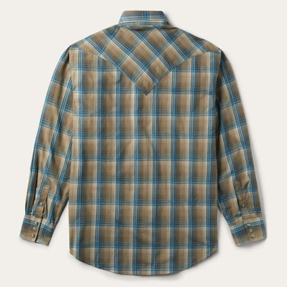 Khaki Ombre Plaid Shirt Brown Men Stetson Western Shirts