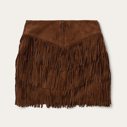 Lamb Suede Fringe Mini Skirt Brown Women Stetson Skirts & Shorts