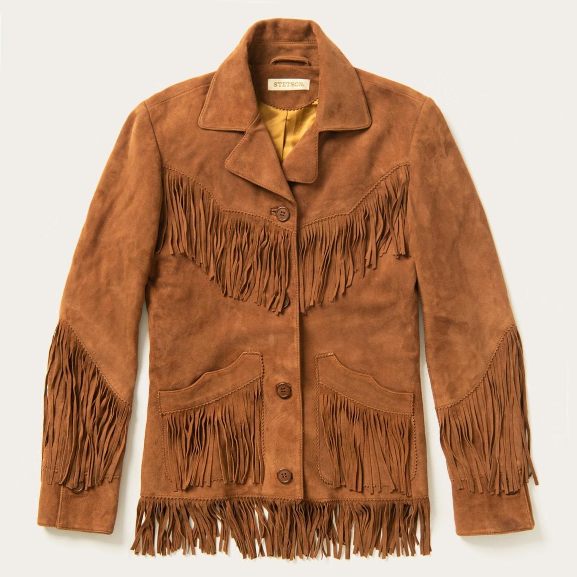 Lamb Suede Fringed Jacket Brown Women Stetson Jackets