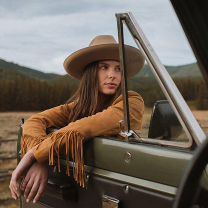Lamb Suede Fringed Jacket Brown Women Stetson Jackets