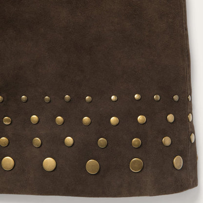 Lamb Suede Skirt With Nailheads Brown Women Stetson Skirts & Shorts