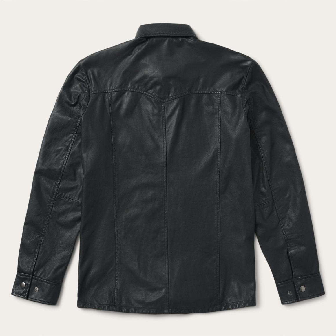 Leather Western Shirt Jacket Black Men Stetson Jackets