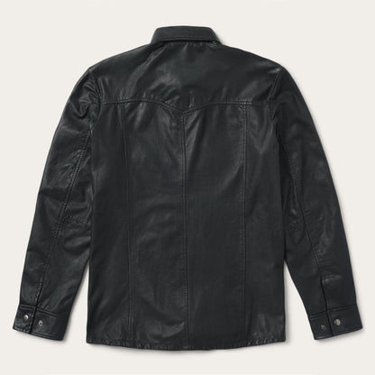 Leather Western Shirt Jacket Black Men Stetson Jackets