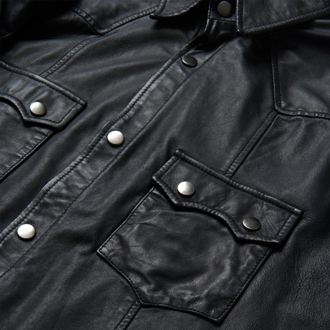 Leather Western Shirt Jacket Black Men Stetson Jackets