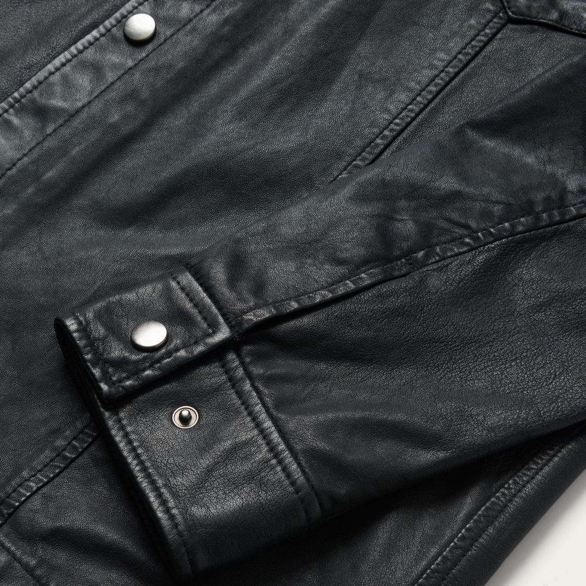 Leather Western Shirt Jacket Black Men Stetson Jackets