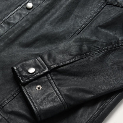 Leather Western Shirt Jacket Black Men Stetson Jackets