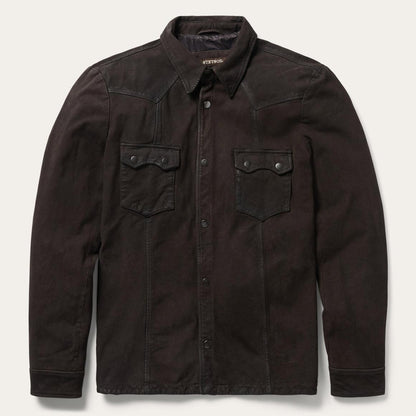 Leather Western Shirt Jacket Brown Men Stetson Jackets