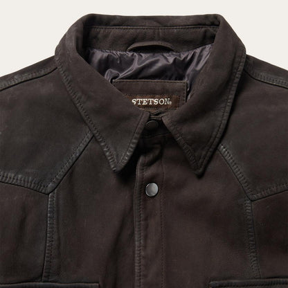 Leather Western Shirt Jacket Brown Men Stetson Jackets