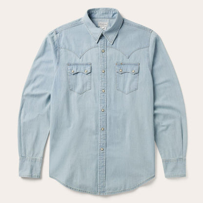 Light Blue Denim Western Shirt Blue Men Stetson Denim Shirts