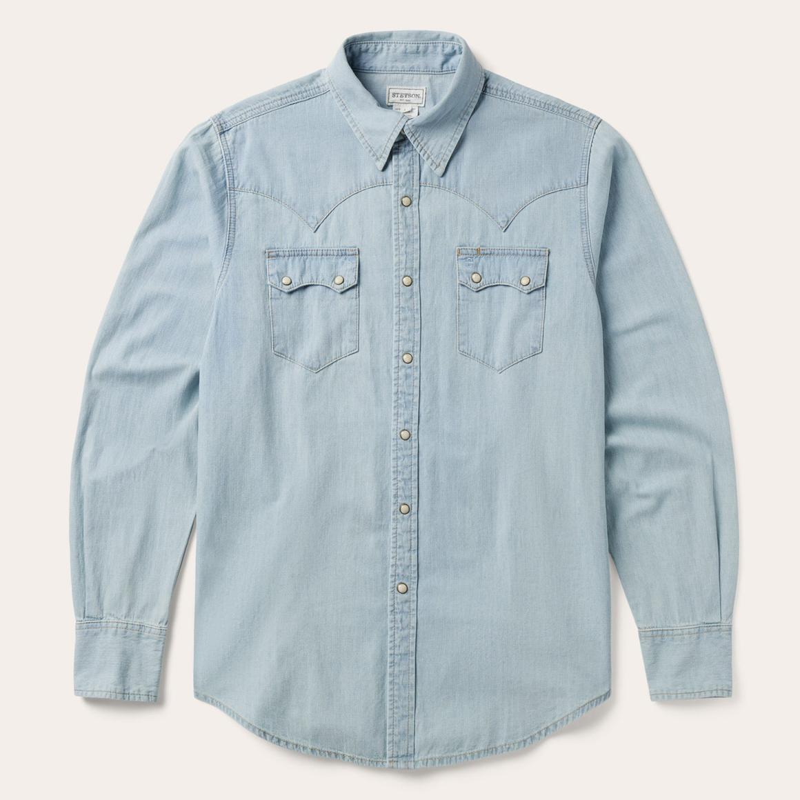 Light Blue Denim Western Shirt Blue Men Stetson Western Shirts