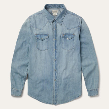 Long-Sleeved Denim Shirt Blue Men Stetson Modern Cut