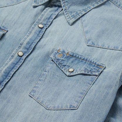 Long-Sleeved Denim Shirt Blue Men Stetson Modern Cut