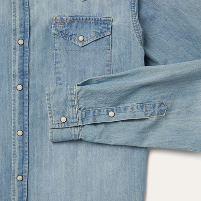 Long-Sleeved Denim Shirt Blue Men Stetson Modern Cut