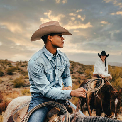Long-Sleeved Denim Shirt Blue Men Stetson Modern Cut