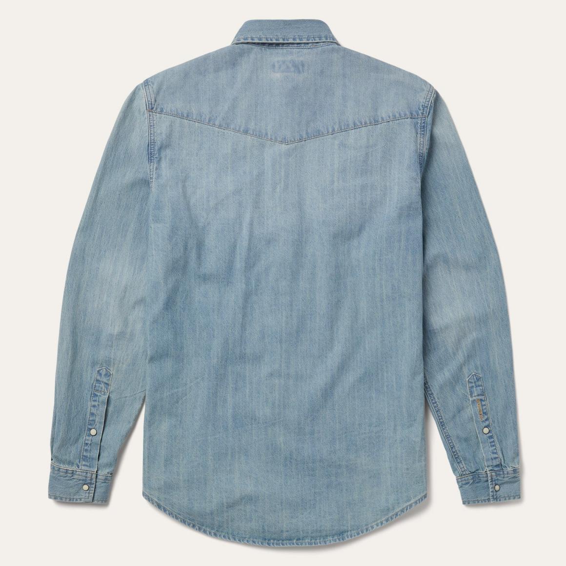 Long-Sleeved Denim Shirt Blue Men Stetson Modern Cut