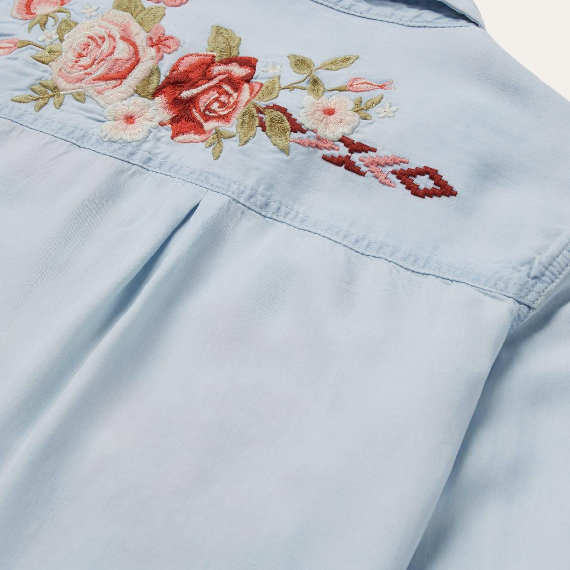 Long-Sleeved Embroidered Shirt Blue Women Stetson Denim Shirts