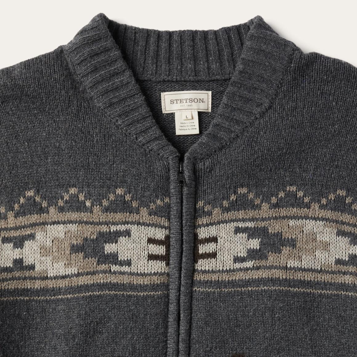 Longhorn Cardigan Grey Men Stetson Jackets