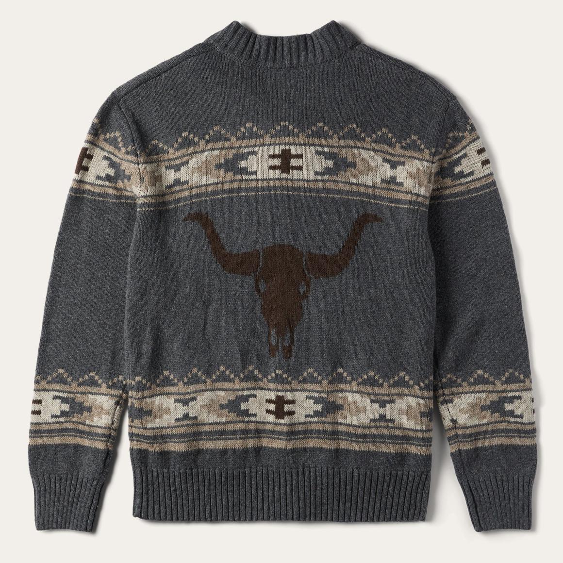 Longhorn Cardigan Grey Men Stetson Sweaters & Hoodies