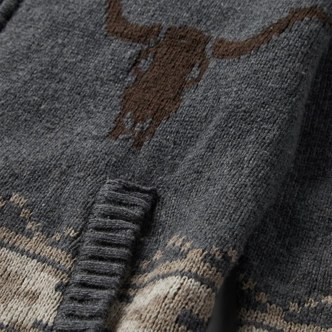 Longhorn Cardigan Grey Men Stetson Sweaters & Hoodies