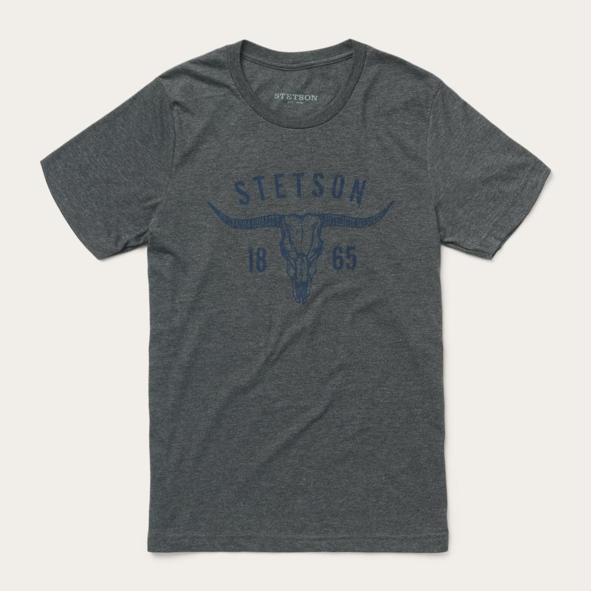 Longhorn Graphic Tee Grey Men Stetson Tees