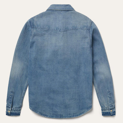 Loose Fit Denim Snap-Front Shirt Blue Women Stetson Denim Shirts