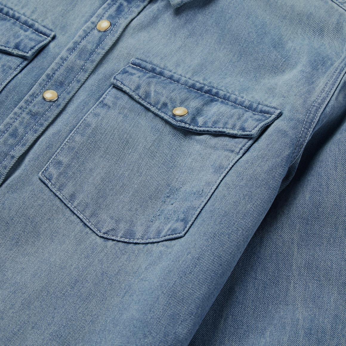 Loose Fit Denim Snap-Front Shirt Blue Women Stetson Denim Shirts