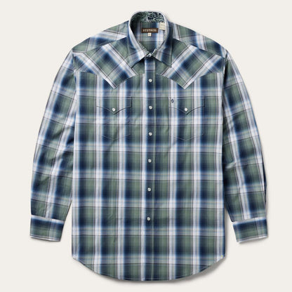 Lucky Diamond Plaid Western Shirt Green Men Stetson Western Shirts