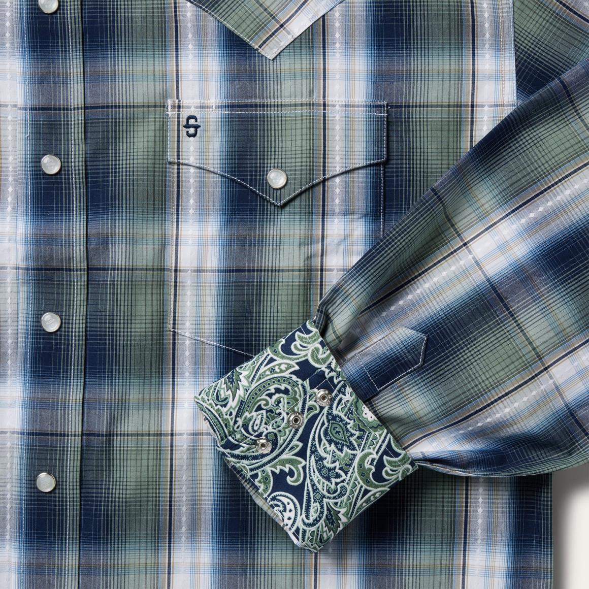 Lucky Diamond Plaid Western Shirt Green Men Stetson Western Shirts