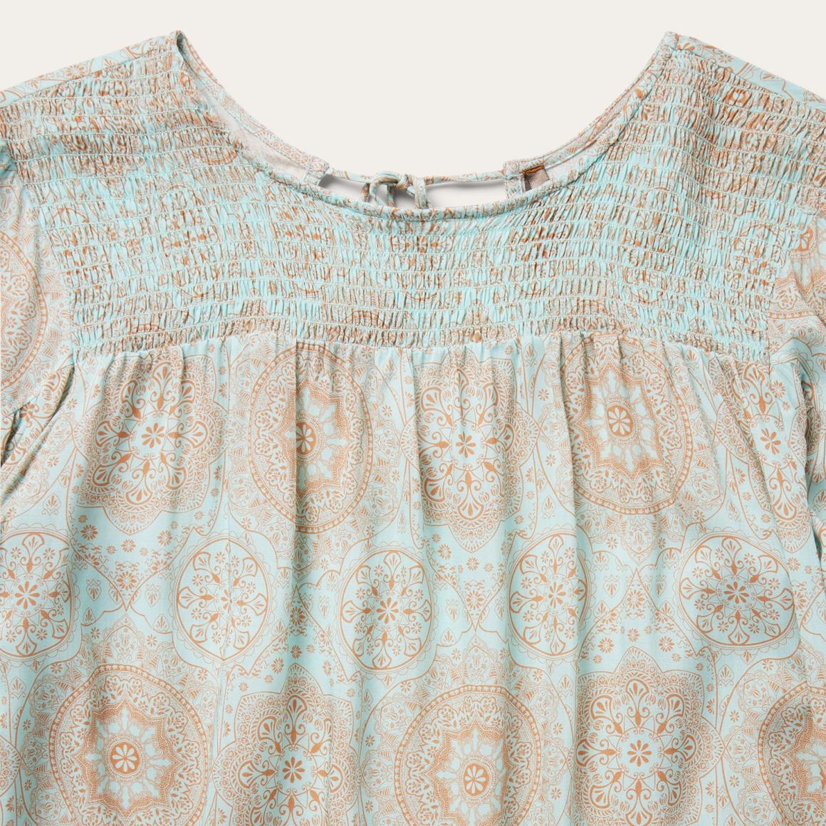 Mandala Print Peasant Blouse Blue Women Stetson Blouses