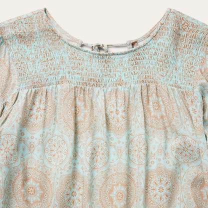 Mandala Print Peasant Blouse Blue Women Stetson Blouses