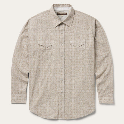 Medallion Print Western Shirt Brown Men Stetson Classic Cut