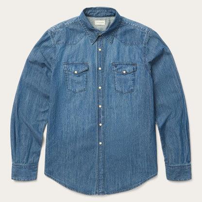 Medium Blue Denim Shirt Blue Men Stetson Denim Shirts