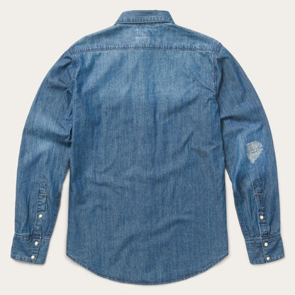 Medium Blue Denim Shirt Blue Men Stetson Denim Shirts