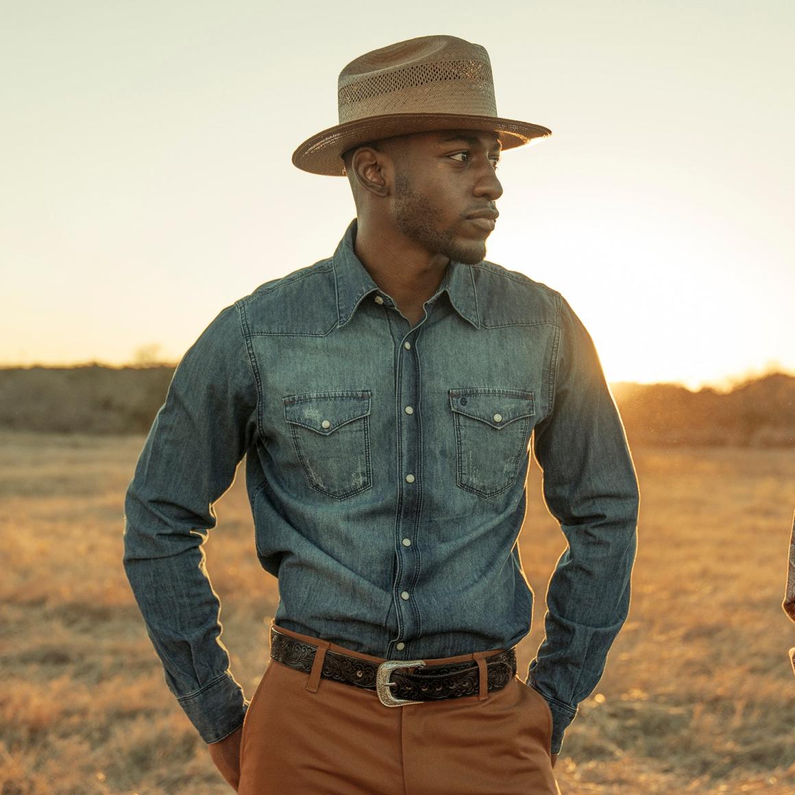 Medium Blue Denim Shirt Blue Men Stetson Modern Cut