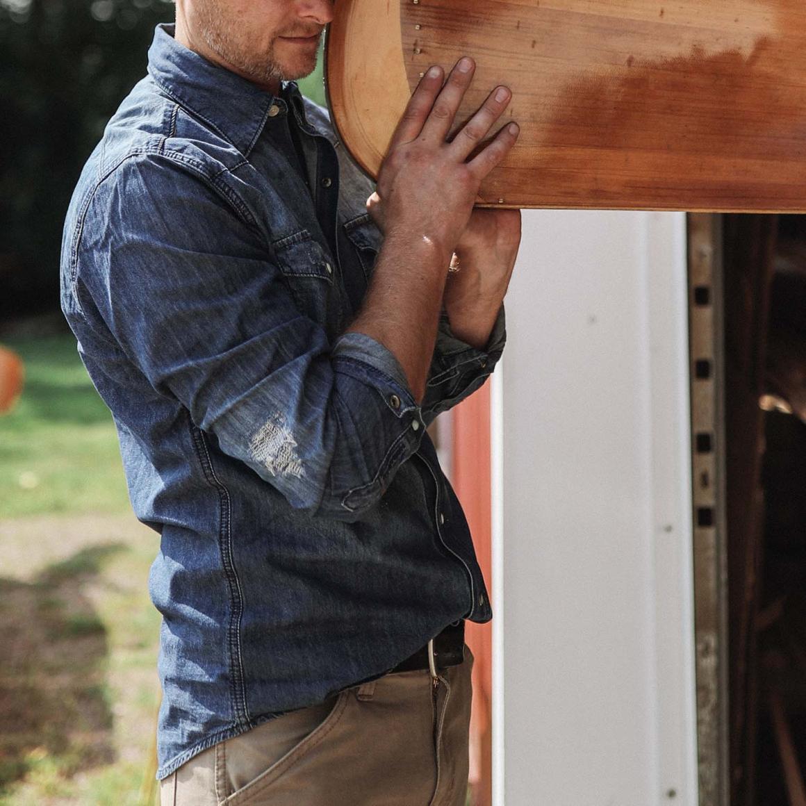 Medium Blue Denim Shirt Blue Men Stetson Modern Cut