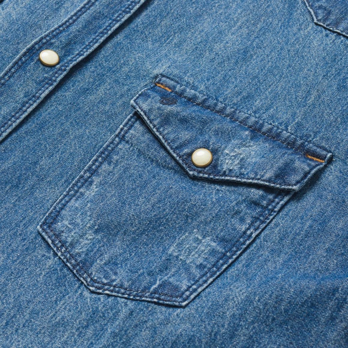 Medium Blue Denim Shirt Blue Men Stetson Modern Cut