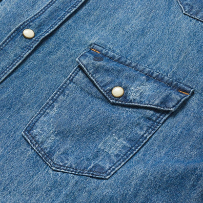 Medium Blue Denim Shirt Blue Men Stetson Modern Cut