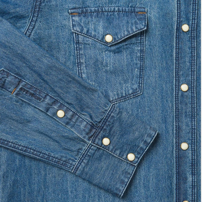 Medium Blue Denim Shirt Blue Men Stetson Modern Cut