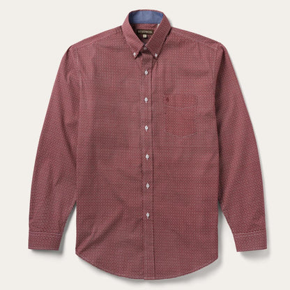 Micro Print Button-Front Shirt Red Men Stetson Modern Cut