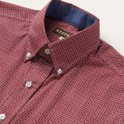 Micro Print Button-Front Shirt Red Men Stetson Modern Cut