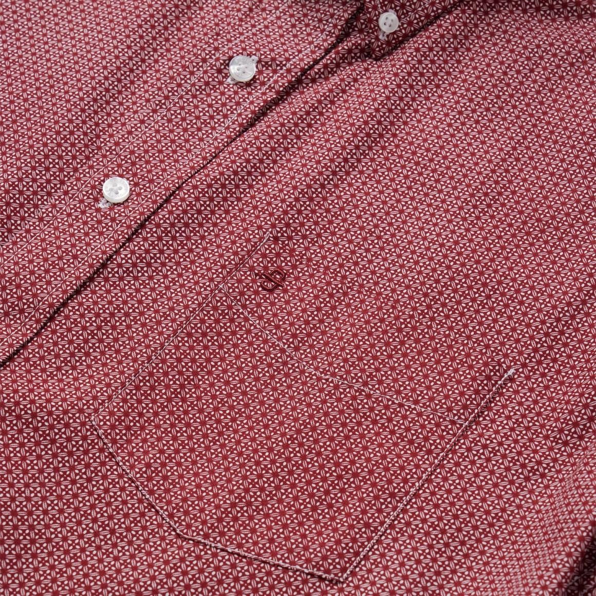 Micro Print Button-Front Shirt Red Men Stetson Modern Cut