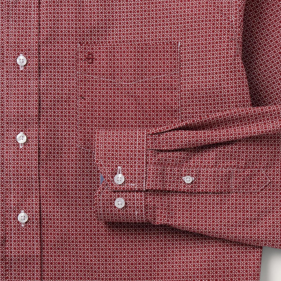 Micro Print Button-Front Shirt Red Men Stetson Modern Cut