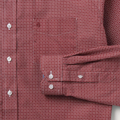 Micro Print Button-Front Shirt Red Men Stetson Modern Cut